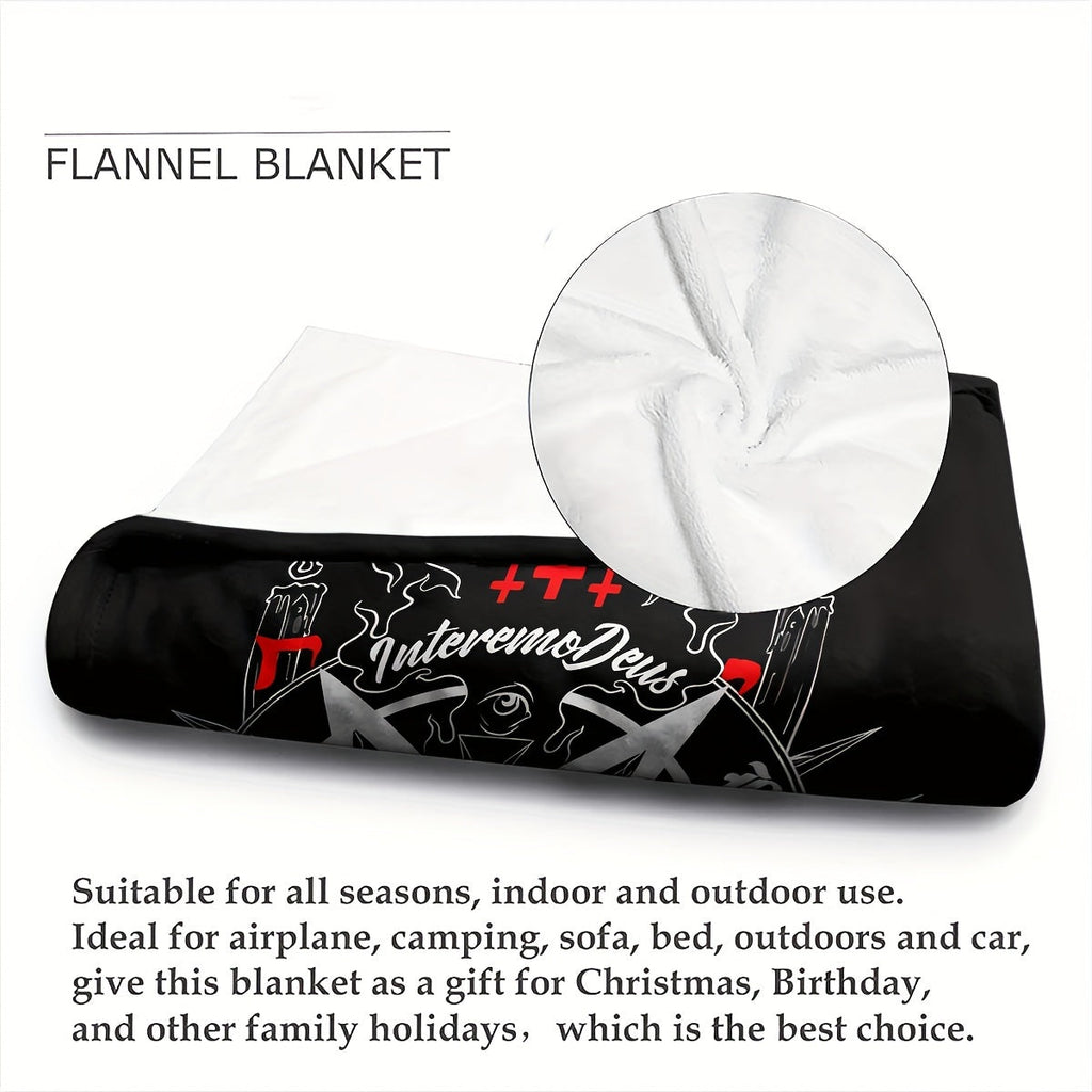 1pc, sheep Head Satan Printed Flannel Blanket, Soft Casual Warm Blanket, Multi-purpose Office Throw Blanket, Outdoor Camping Travel Blanket Multi-purpose Gift Blanket for All Season Lootquake LLC