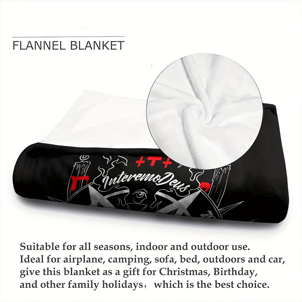 1pc, sheep Head Satan Printed Flannel Blanket, Soft Casual Warm Blanket, Multi-purpose Office Throw Blanket, Outdoor Camping Travel Blanket Multi-purpose Gift Blanket for All Season Lootquake LLC