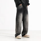 American-style Heavy Washed Black And Gray Straight Jeans Men's Loose Wide Leg Casual Trousers Lootquake LLC