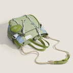 Fashion avocado green portable tote bag, fashionable large-capacity shopping bag, shoulder bag with change bag.