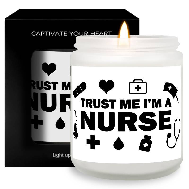 1pc Lavender Scented Candle 5.3oz - "Trust Me, I'm a Nurse" Design with Medical Symbols | Heartfelt Gift for Nurses, Nurse Appreciation, Graduation, Birthdays, Christmas | Soy Wax, Glass Container Lootquake LLC