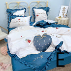 Strawberry Embroidery Cotton Four-Piece Cotton Bedding Silk Duvet Cover Pi-Mart