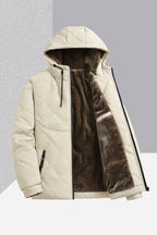 Men's Jacket With Fleece And Thick Cotton, Casual Hooded Stand-up Collar Pi-Mart