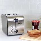 Total Chef 2 Slice Compact Wide Slot Toaster with 7 Shade Settings, Stainless Steel, Defrost and Reheat, Removable Crumb Tray, Easy to Clean, Black and Silver EasyOptionXY LLC