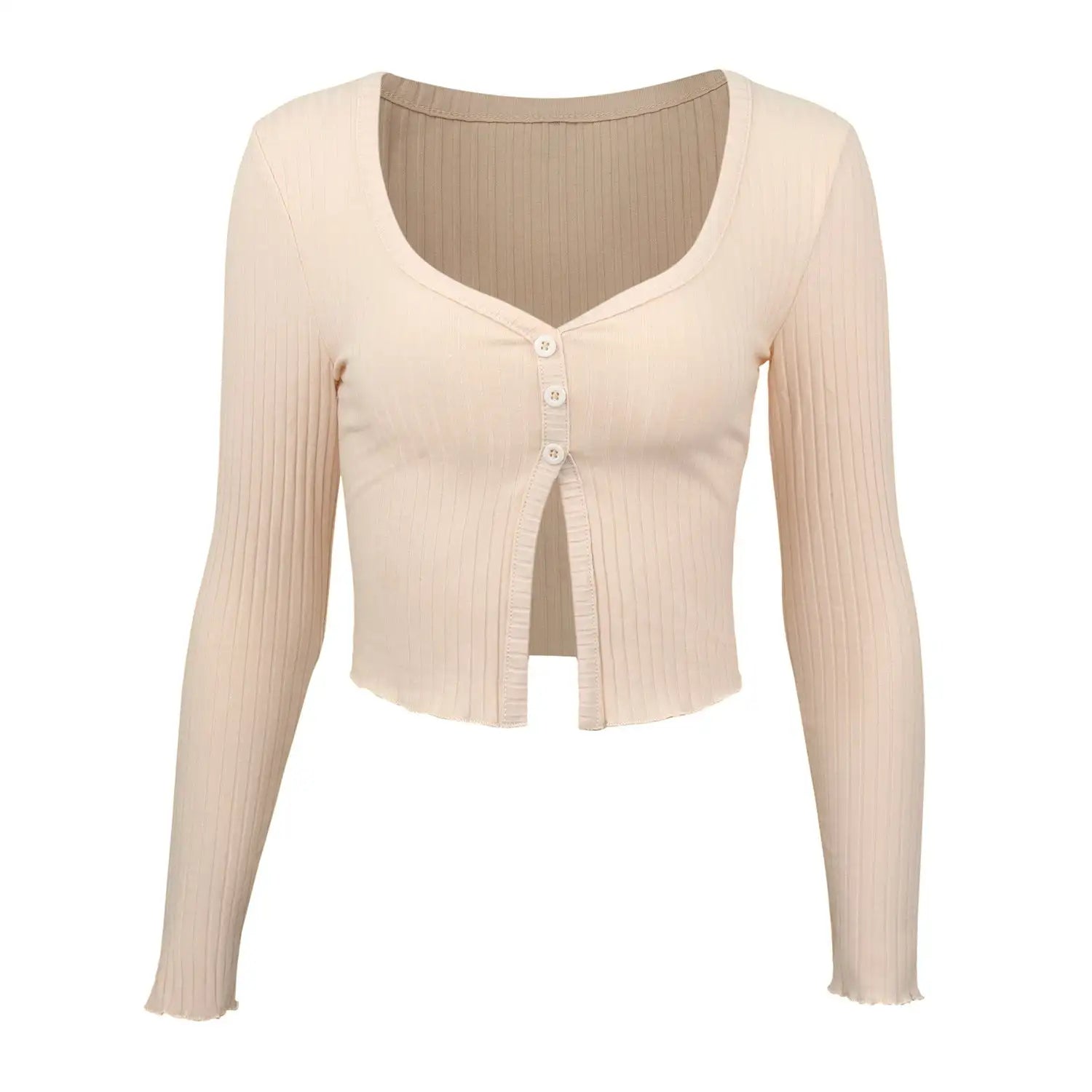 Long Sleeved Crop Cardigan Top Sexy Button Knit T-shirt - SJB-DIAMOND ELITES