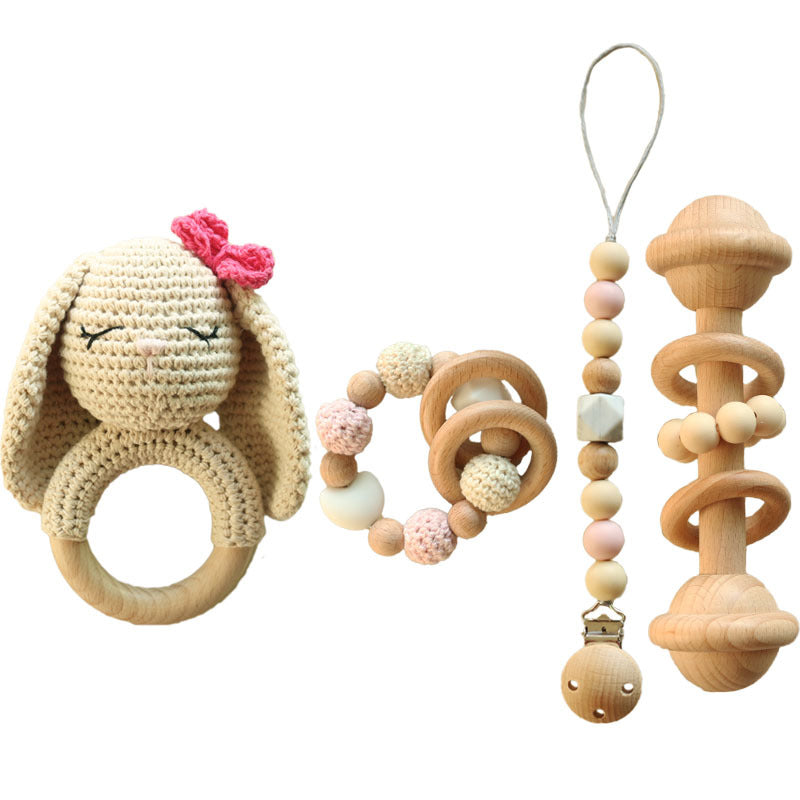 DIY Baby Handmade Wool Crochet Rabbit Rattle Toy Pi-Mart