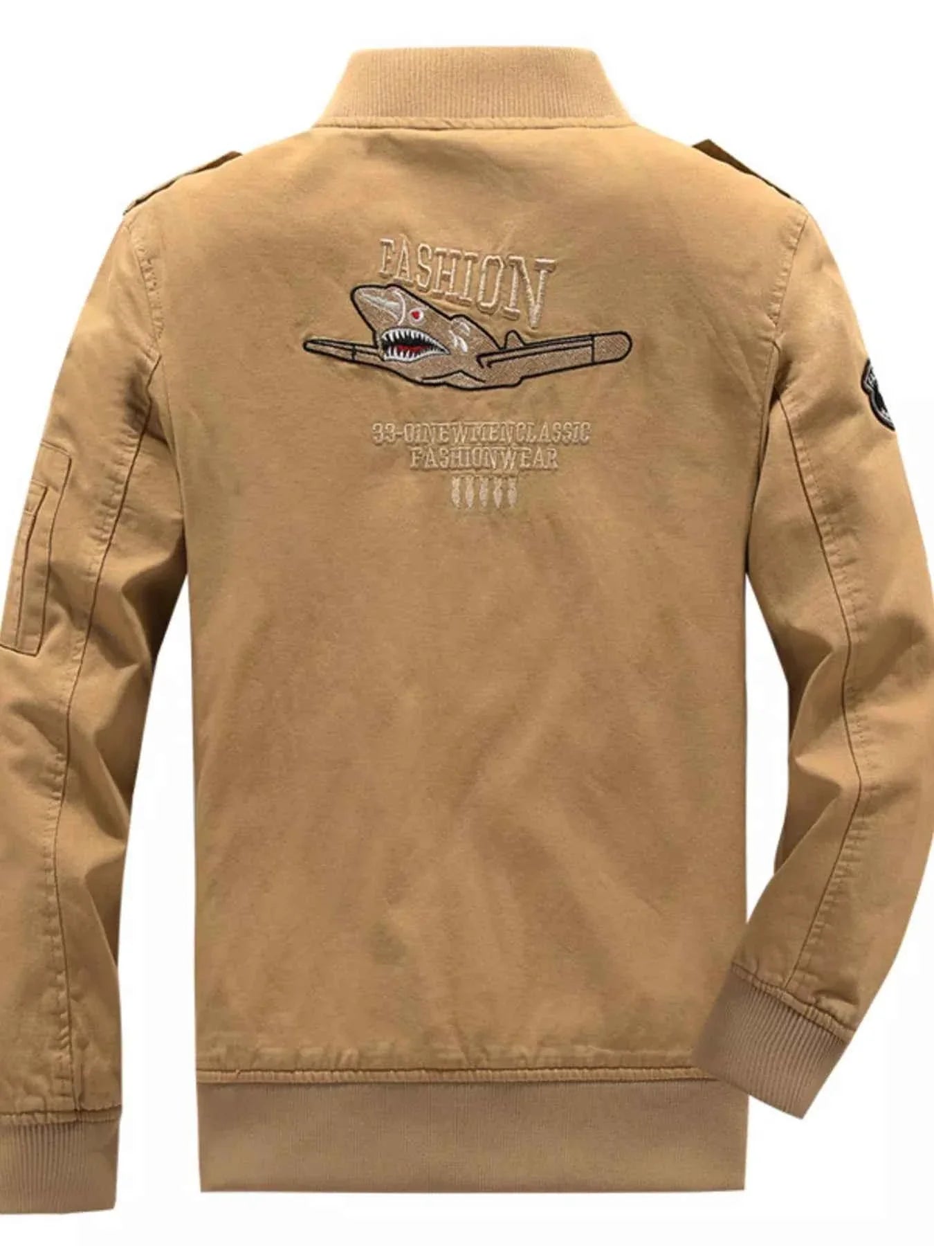 Men's Plus Size Zip  Up Embroidered Bomber Jacket THRIXINE