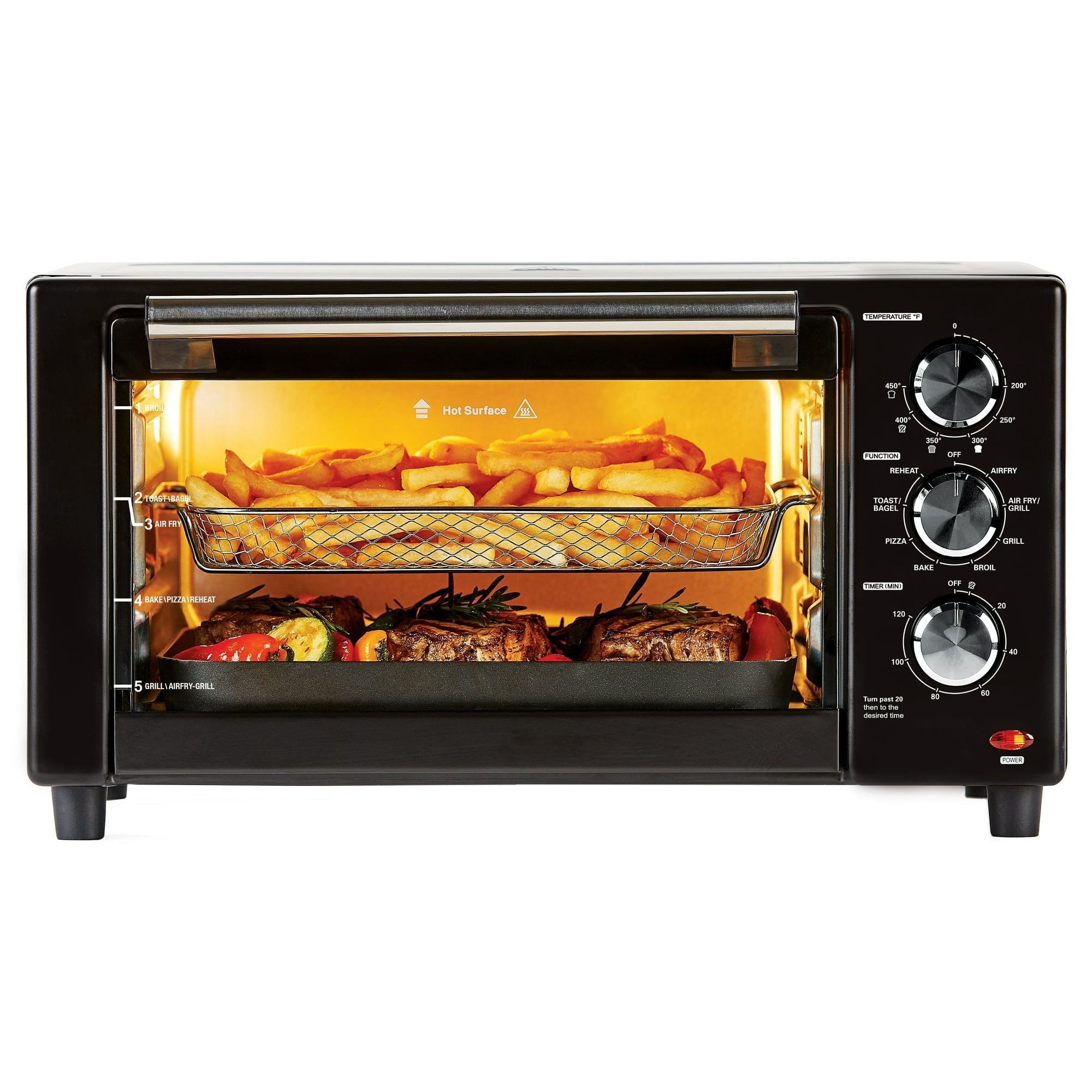 PowerXL Air Fryer Grill Plus, Toaster Oven, Black, 1500 Watts EasyOptionXY LLC