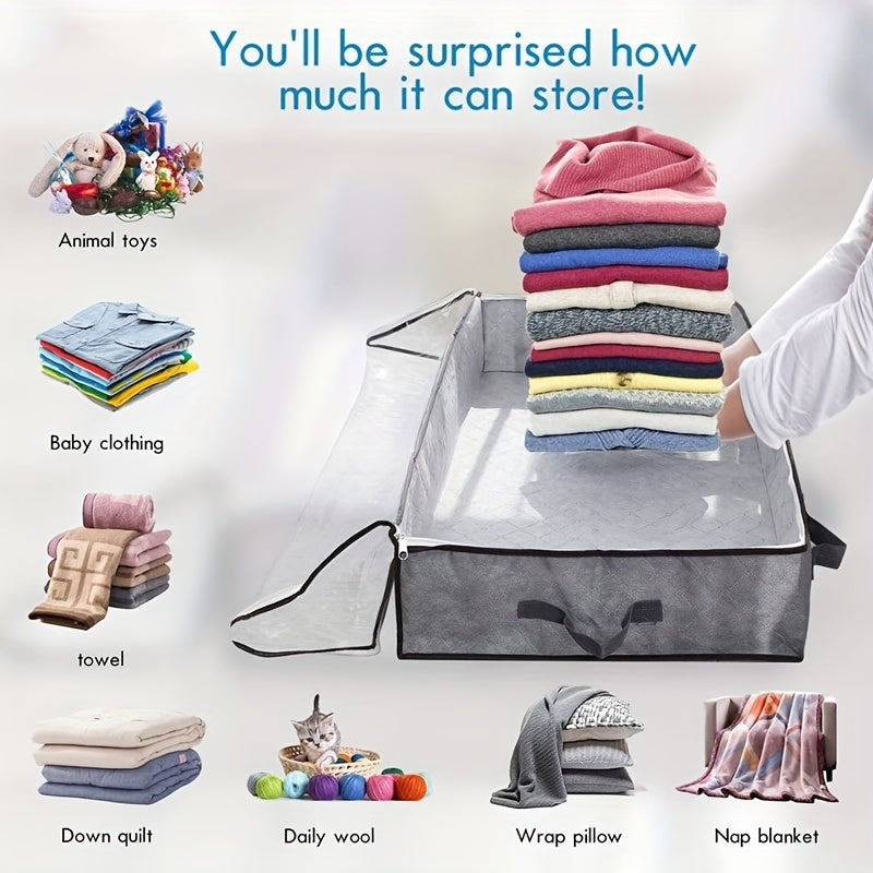 [Under Bed Storage] 90L Under Bed Storage Containers | Toy Organizers and Wrapping Paper Storage Bags with Clear Window and Reinforced Handles for Blanket, Comforter, Bedding, Clothes