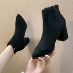 Women's Stacked Heel Ankle Bootie Shoes SHOMICOBOUTIQUE