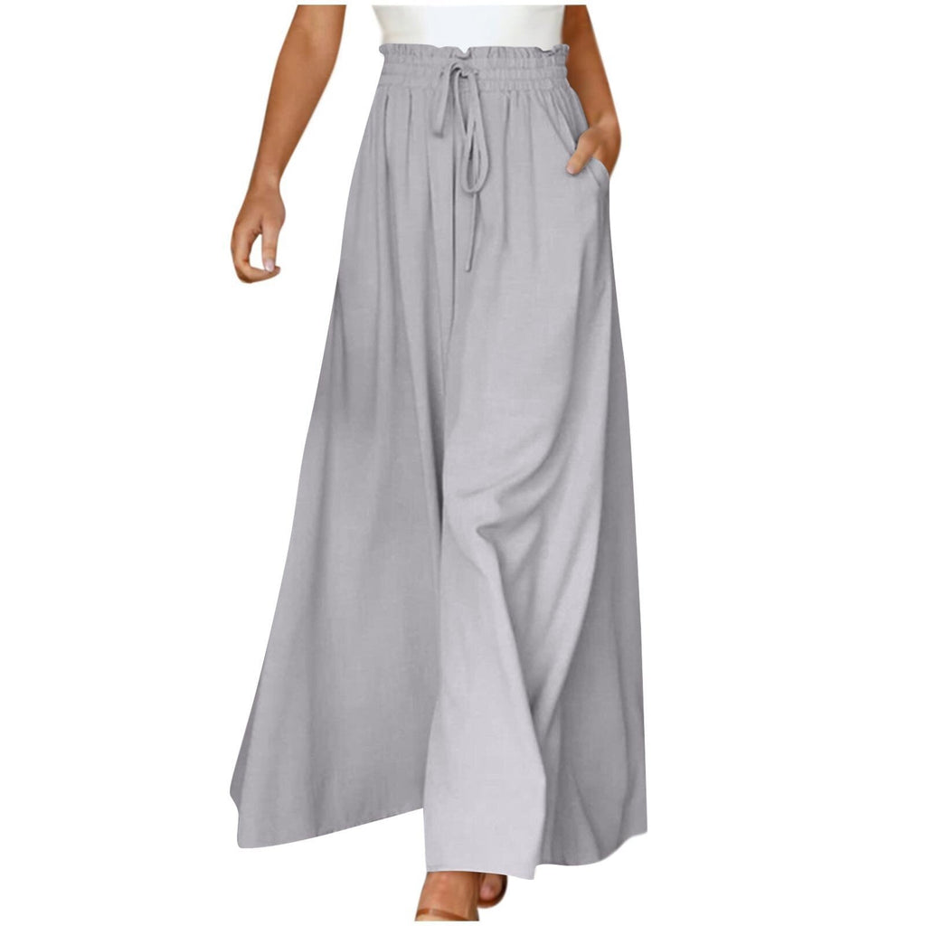 Women's Fashion Wide Leg Elastic Waistband Wide Leg High Waist Long Dress Pants Pi-Mart
