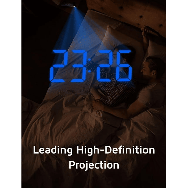 Mpow Projection Alarm Clock, Digital Clock with 180¡ã Rotatable Projector, 3-Level Brightness, Progressive Volume, USB Charger, Battery Backup, 9mins Snooze, 12/24H, Digital Alarm Clock for Bedroom