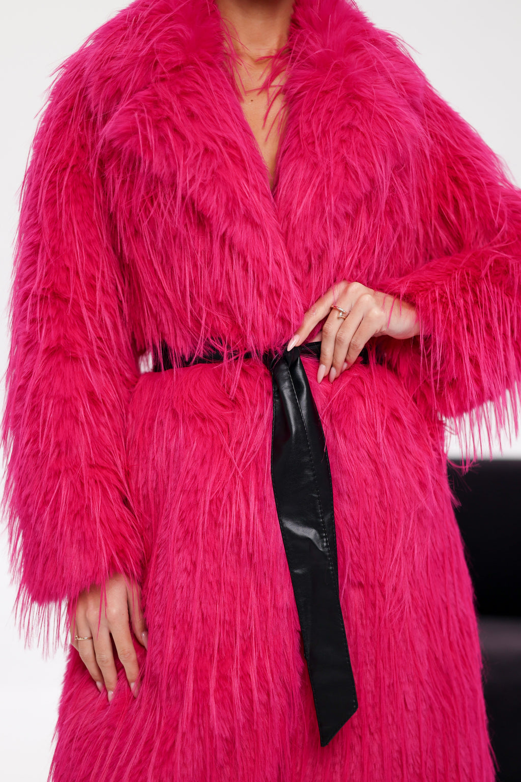 Faux Ostrich Effect Fur Coat - SJB-DIAMOND ELITES