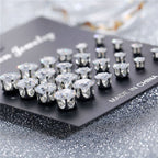 White Crystal Stud Earrings Set Pi-Mart