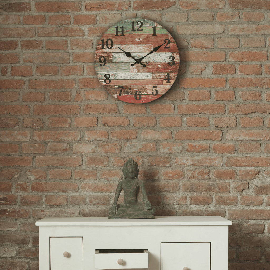 Stonebriar 12" Red Analog Round Farmhouse Battery Operated Wall Clock EasyOptionXY LLC