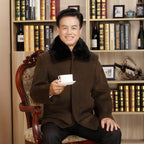 Thicken plus fleece collar woolen dad outfit