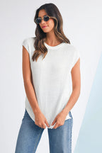 Sachet Pink Solid Color Side Slits Knit Tee