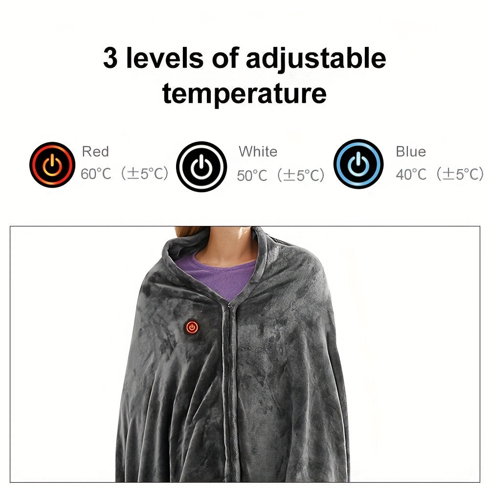 Electric Heating Blanket (59.06x31.5x0.59inch) USB Charging And Heating Blanket, Flannel Single Person Warm Shawl, Three Speed Temperature Control Adjustment, Suitable For Office Lunch Break, Outdoor Travel, Car Travel, And W