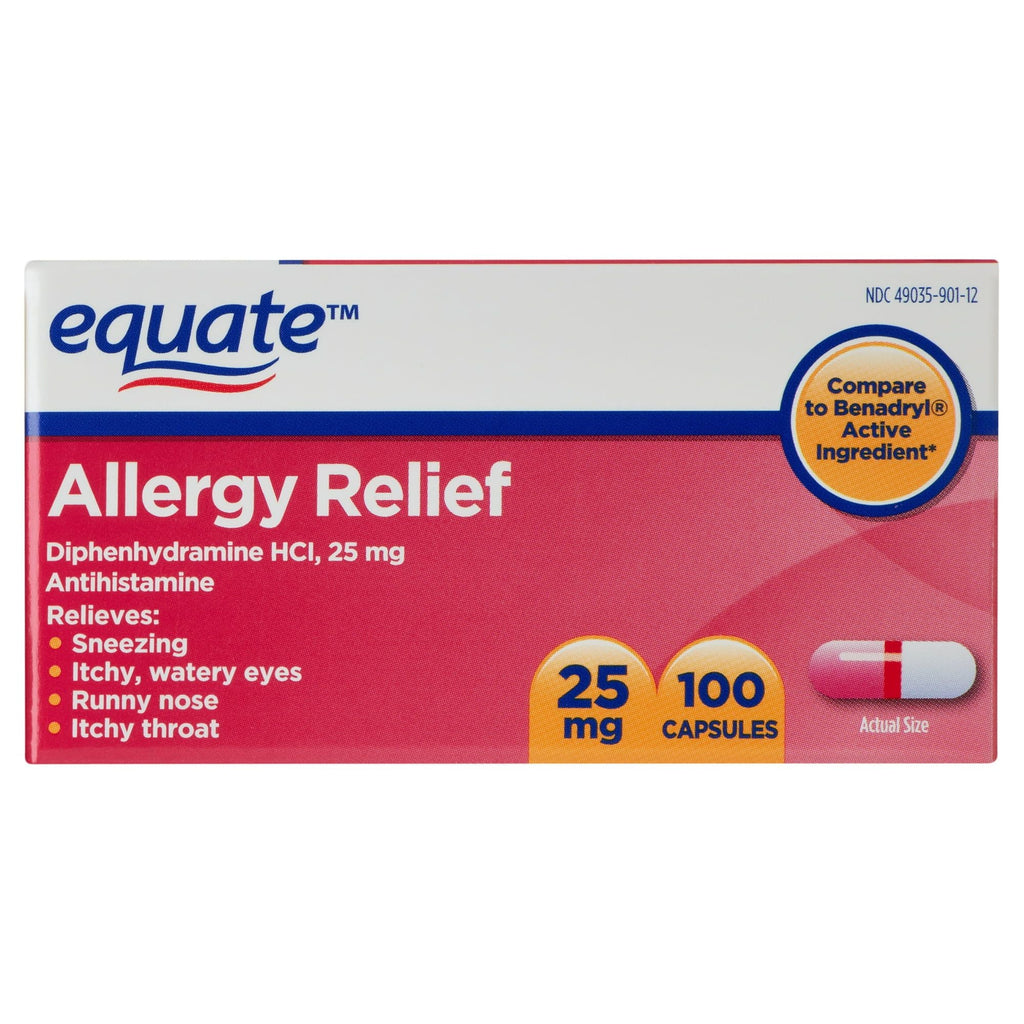 Equate Allergy Relief Capsules; 25 mg; 100 Count EasyOptionXY LLC