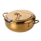 Stainless Steel Deep Frying Pan Color Band Oil Thermometer Double-layer Double Bottom Pi-Mart