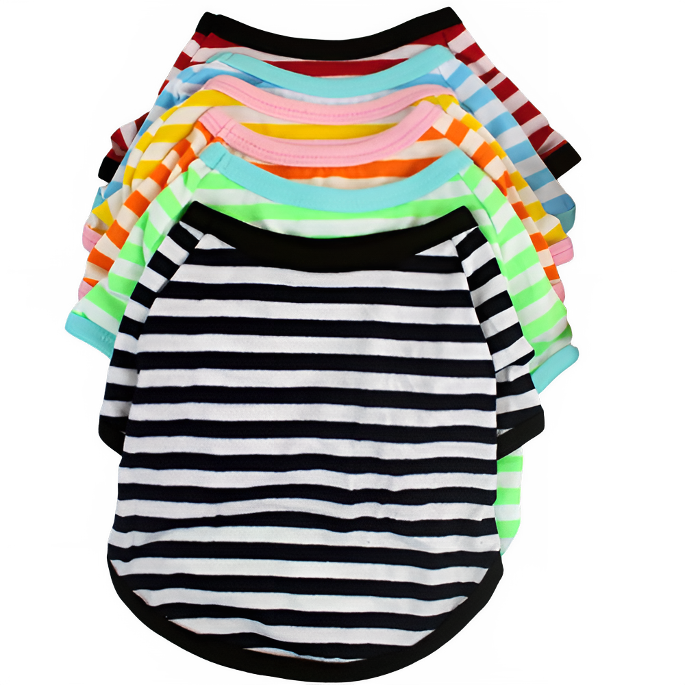 Stripe Spring Dog T-shirt Soft Small Medium Dog Puppy Clothing Shirt Vest Printed Pet Dog Puppy Vest T-shirt Dog Cloth Pi-Mart