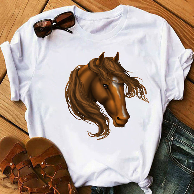 New Artistic Horse Women's Printed Wear Short-sleeved T-shirt Lootquake LLC
