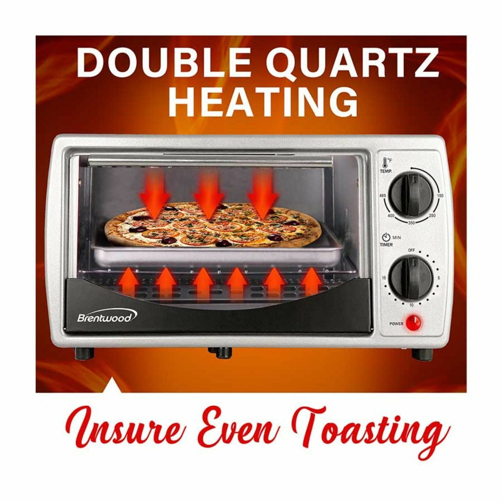 Brentwood Appliances TS-345B Stainless Steel 4 Slice Toaster Oven - Black, Silver EasyOptionXY LLC