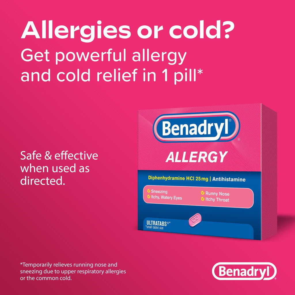 Benadryl Ultratabs Antihistamine Cold & Allergy Relief Tablets; 24 Count