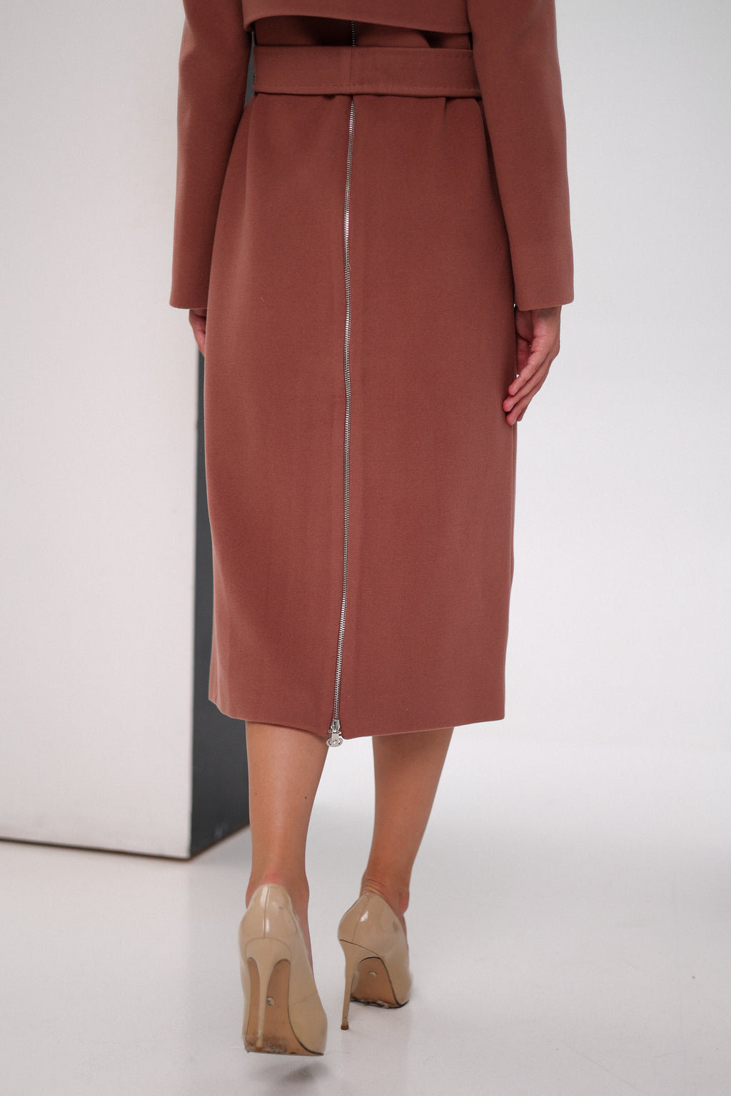 Genuine Polar Fox Cashmere Wool Back Zipper Coat - SJB-DIAMOND ELITES