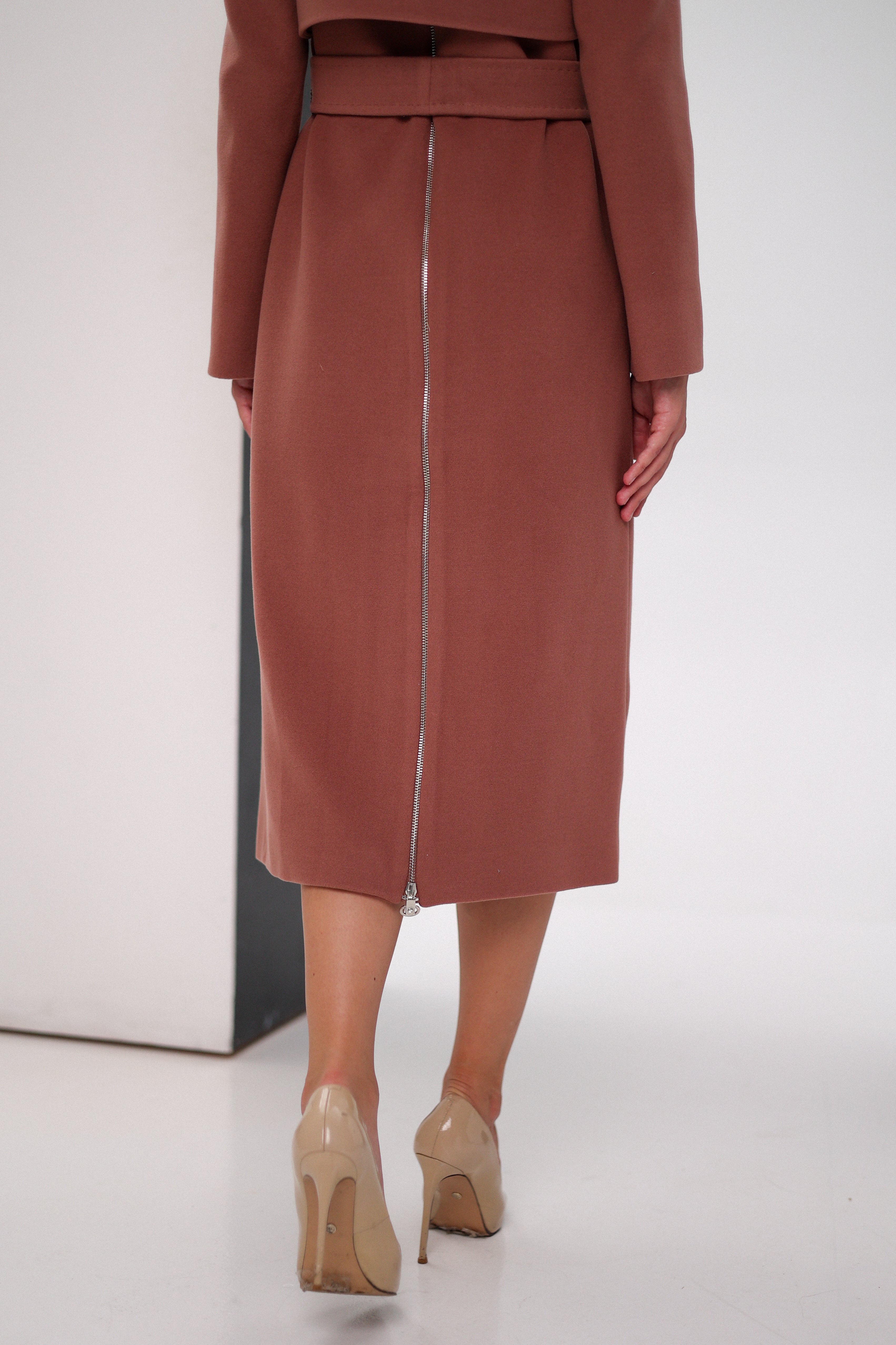 Genuine Polar Fox Cashmere Wool Back Zipper Coat - SJB-DIAMOND ELITES