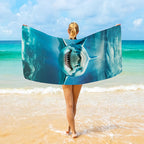 1pc Quick-Dry Microfiber Beach Towel with Vivid Deep-Sea Shark Design - Lightweight, Sand-Resistant, Perfect for Beach, Camping & Hiking - Ideal Gift for Shark Enthusiasts, Beach Blanket Lootquake LLC