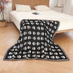 Bohemian Knitted Halloween White Skull Head Printed Tassel Blanket, Suitable For Camping, Casual Picnic Lootquake LLC