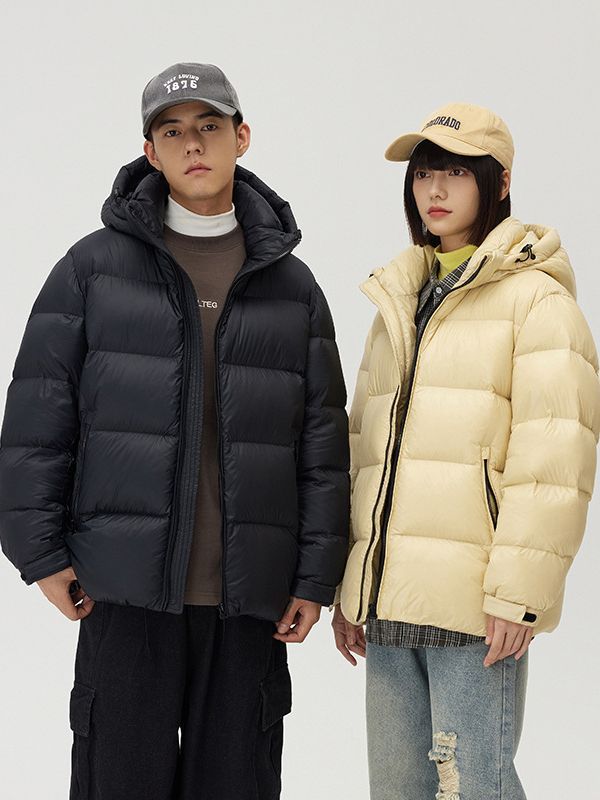 Down Jacket Thickened Couple Winter New Windproof Coat Solid Color Hooded Pi-Mart