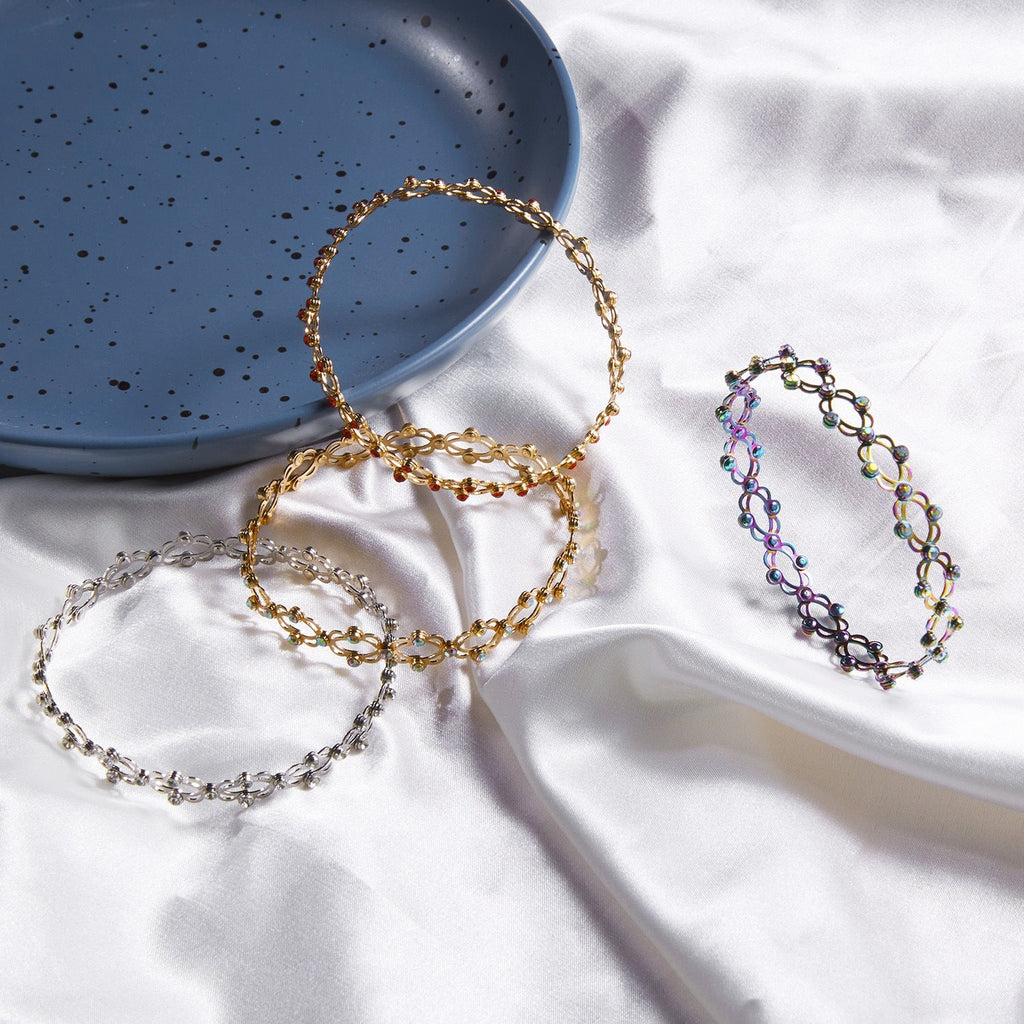 2 In 1 Folding Retractable Rings Bracelet Magic Rhinestone Rings Deformable Bracelet Women Ins Style Adjustable Fashion Jewelry Pi-Mart
