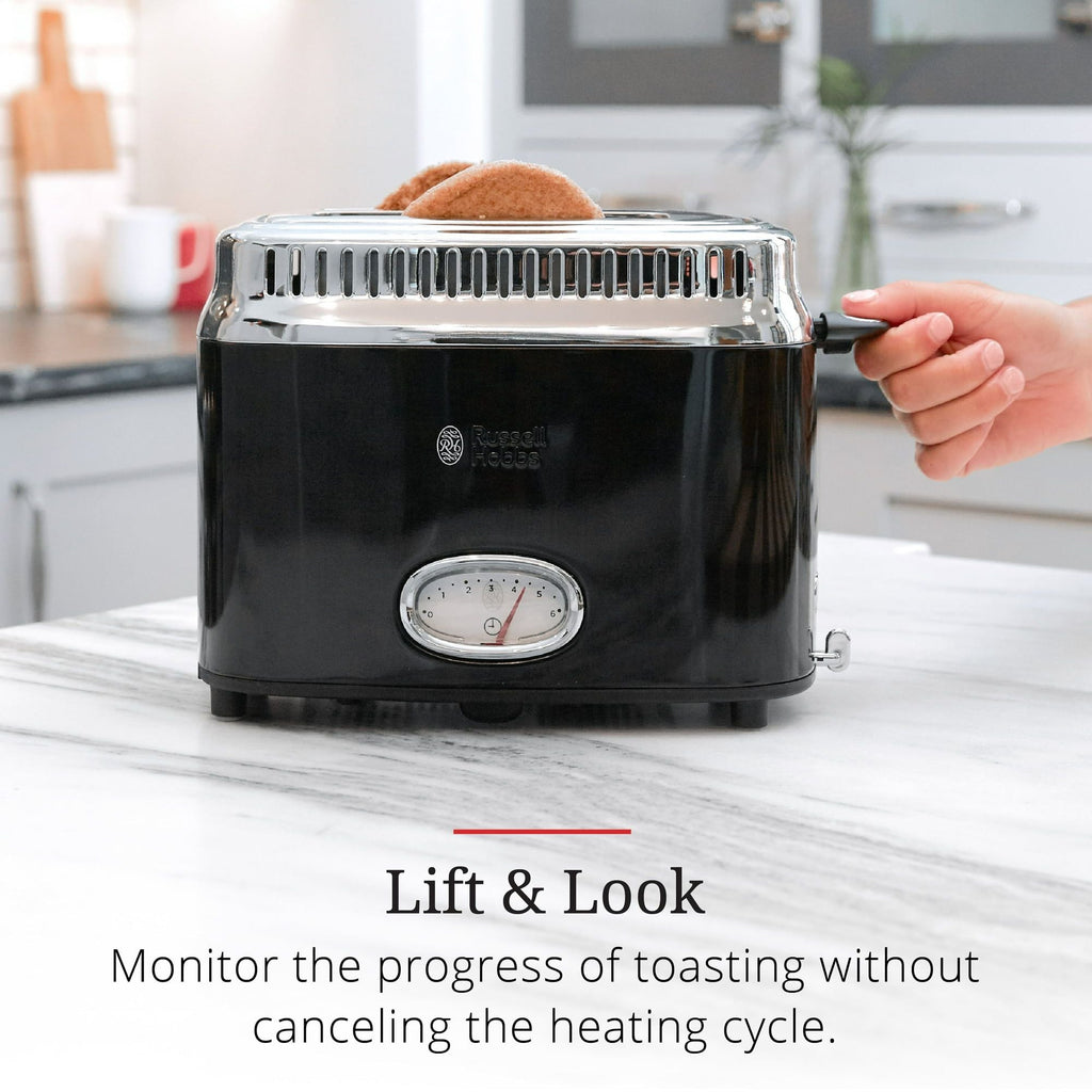 Russell Hobbs Retro Style 2-Slice Toaster, Black, TR9150BKR EasyOptionXY LLC