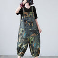 Summer Real Shot Printed Denim Slim Overalls