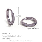 Women's Fashion Titanium Steel Rounded Edge Zircon Earrings
