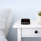 SHARP Digital Alarm Clock, Midnight Black, Easy to Set Keyboard Controls, Red LED Display EasyOptionXY LLC