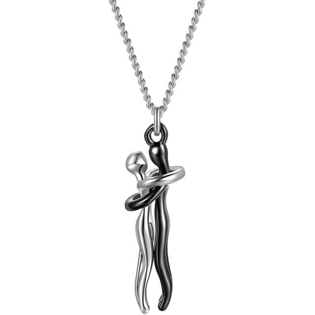 Couple Hugging Pendant Necklace Pi-Mart