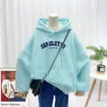 Ladies Sweatshirt Casual Hooded Large Pocket Print Letter Long Sleeve Top Pi-Mart