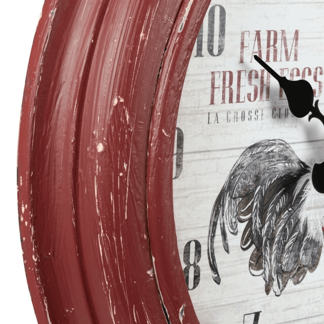 La Crosse Clock 12-inch Red Rooster Distressed Quartz Analog Wall Clock, 404-3630 EasyOptionXY LLC