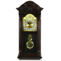 Bedford Clock Collection 25.5" Antique Mahogany Cherry Oak Chiming Wall Clock with Roman Numerals EasyOptionXY LLC