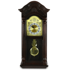 Bedford Clock Collection 25.5" Antique Mahogany Cherry Oak Chiming Wall Clock with Roman Numerals EasyOptionXY LLC