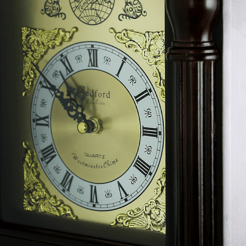 Bedford Clock Collection 25.5" Antique Mahogany Cherry Oak Chiming Wall Clock with Roman Numerals EasyOptionXY LLC