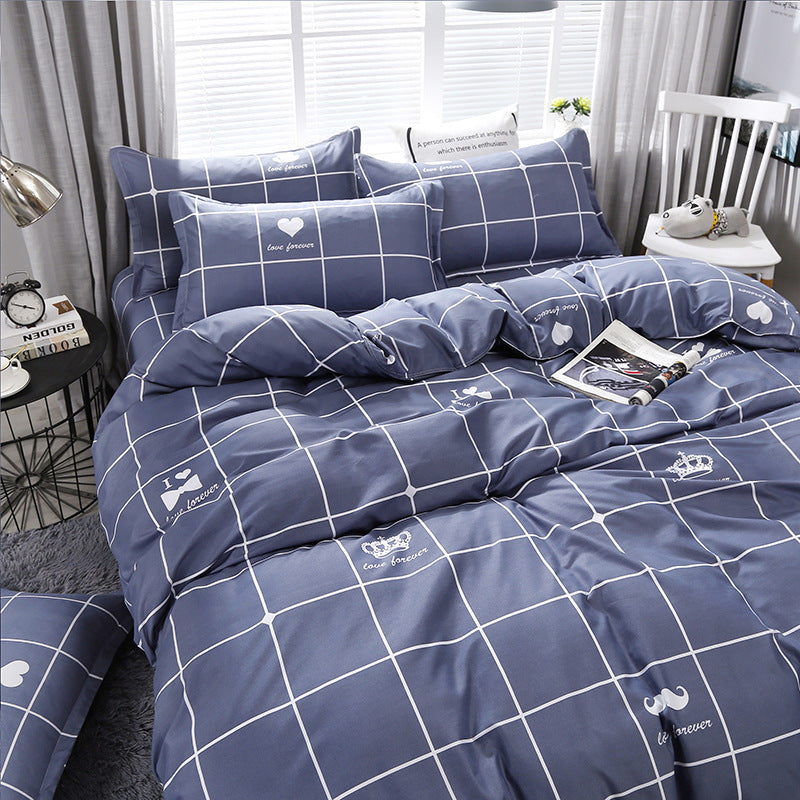 Net Celebrity Quilt Cover Girl Heart Dormitory Bed Three-Piece Set Pi-Mart