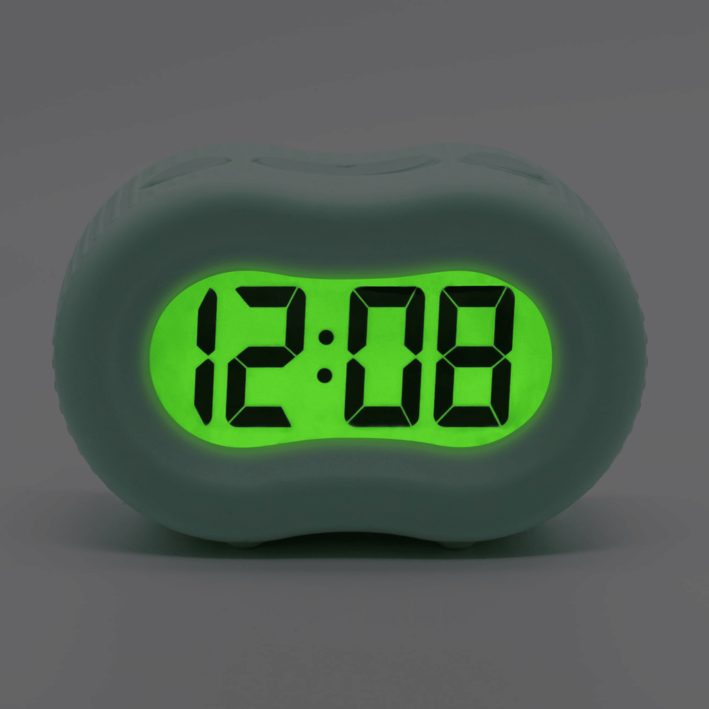Timelink Rubber Smartlight Fashion Digital LCD Bedside or Travel Alarm Clock - Mint Green