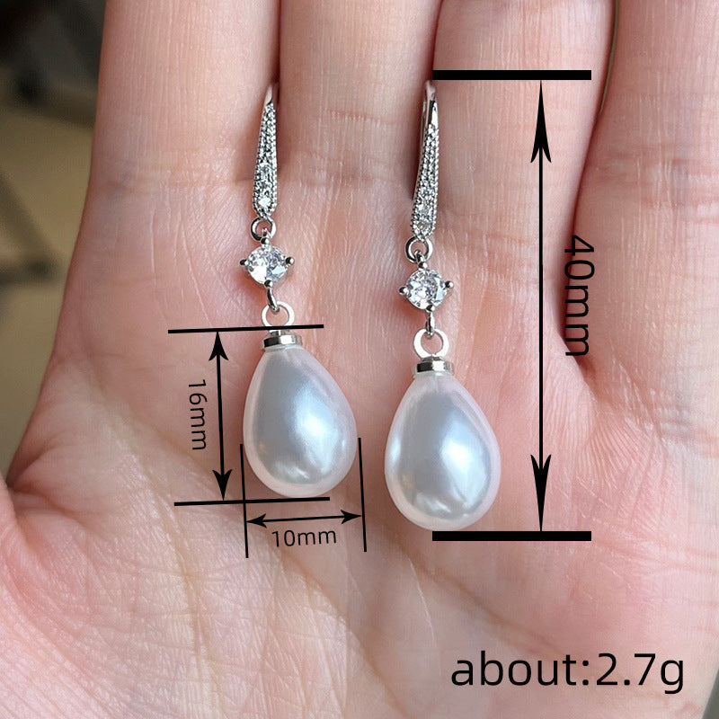 Women's All-match Baroque Drop-shaped Artificial Pearl Earrings Pi-Mart
