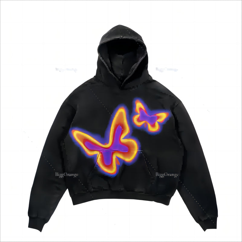 Punk Design Printed Hoodie Harajuku Street Clothing Y2 Fashion Large Hoodie Hip Hop Gothic Long Sleeve Pi-Mart