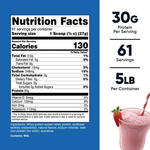 Nutricost Whey Protein Isolate Powder (Strawberry Milkshake) 5LBS EasyOptionXY LLC