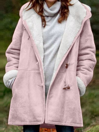 Full Size Pocketed Long Sleeve Hooded Toggle Jacket – Stylish & Functional Outerwear for Women Stevvex